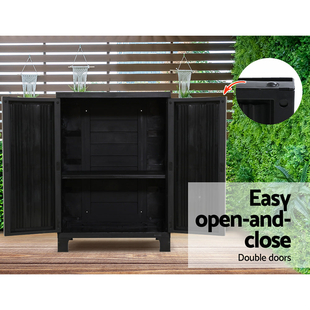 Black - Outdoor Storage Cabinet Box - 92cm - STripleB