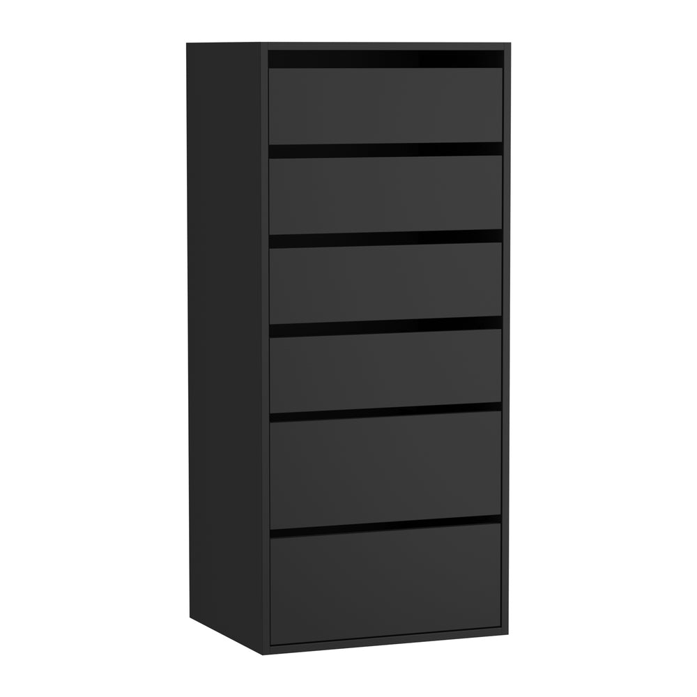 Black Wardrobe Shelf Unit with 6 Drawers - STripleB