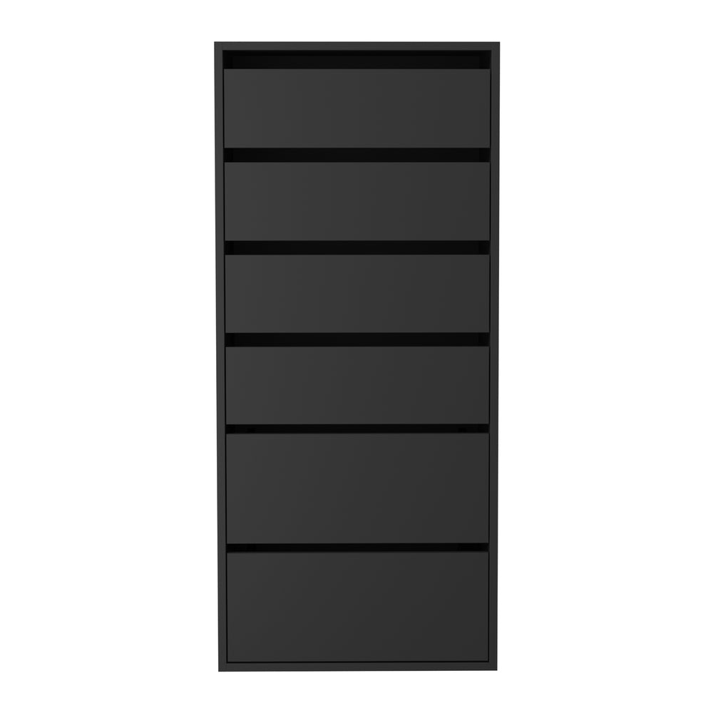 Black Wardrobe Shelf Unit with 6 Drawers - STripleB
