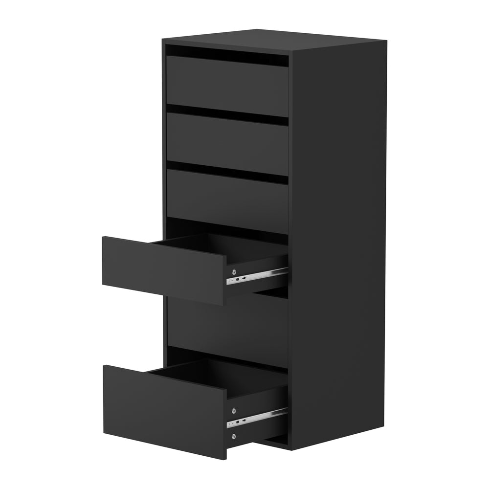 Black Wardrobe Shelf Unit with 6 Drawers - STripleB