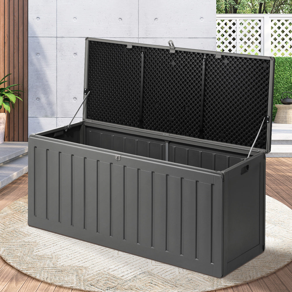 Outdoor Storage Bench Box 490L Black and Grey - STripleB