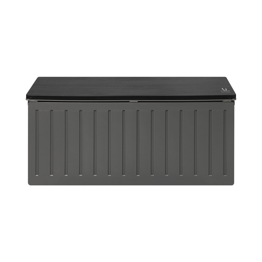 Outdoor Storage Bench Box 490L Black and Grey - STripleB