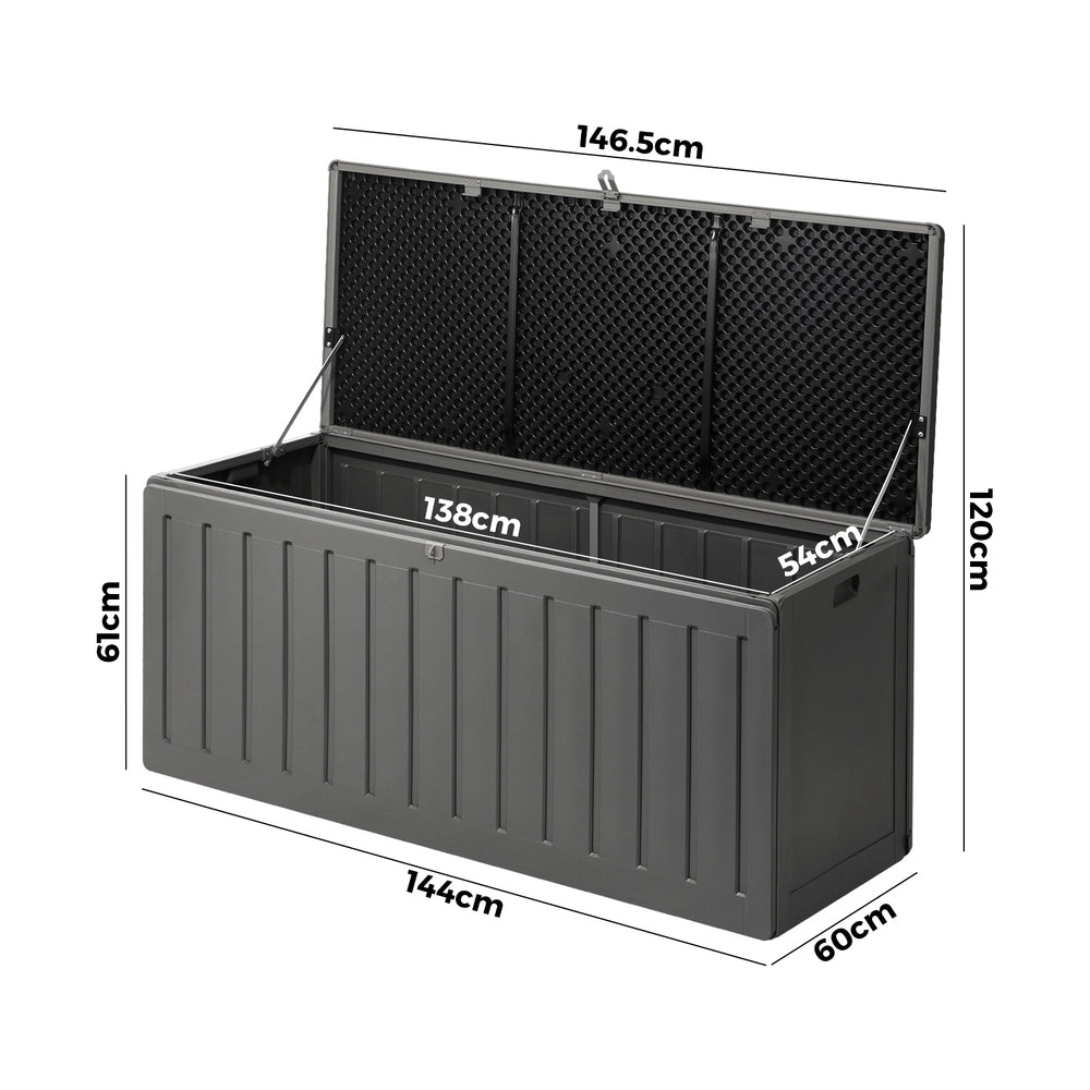Outdoor Storage Bench Box 490L Black and Grey - STripleB