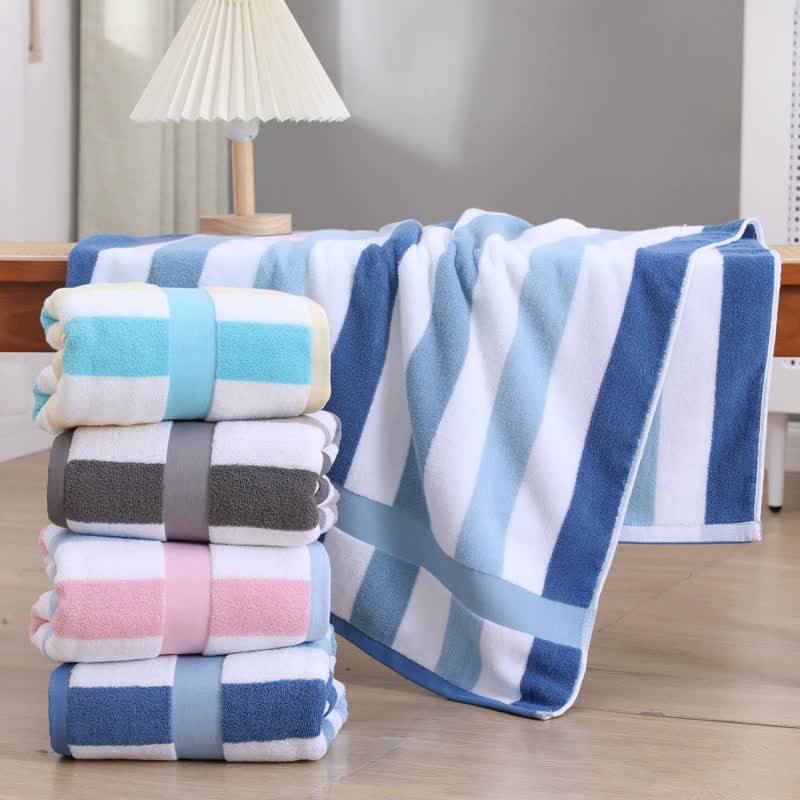 Blue Ultra-Absorbent Long-Fiber Cotton Large Bath Towel-Perfect for Home, Hotel, and Beauty Salons 140cm*70cm - STripleB
