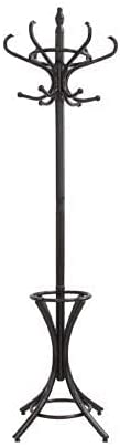 Brown Coat Rack with Stand Wooden Hat and 12 Hooks Hanger Walnut tree - STripleB