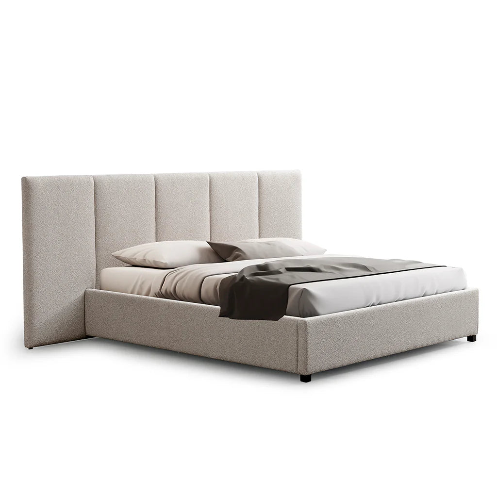 CBD8757-MI King Bed Frame - Clay Grey with Storage - STripleB