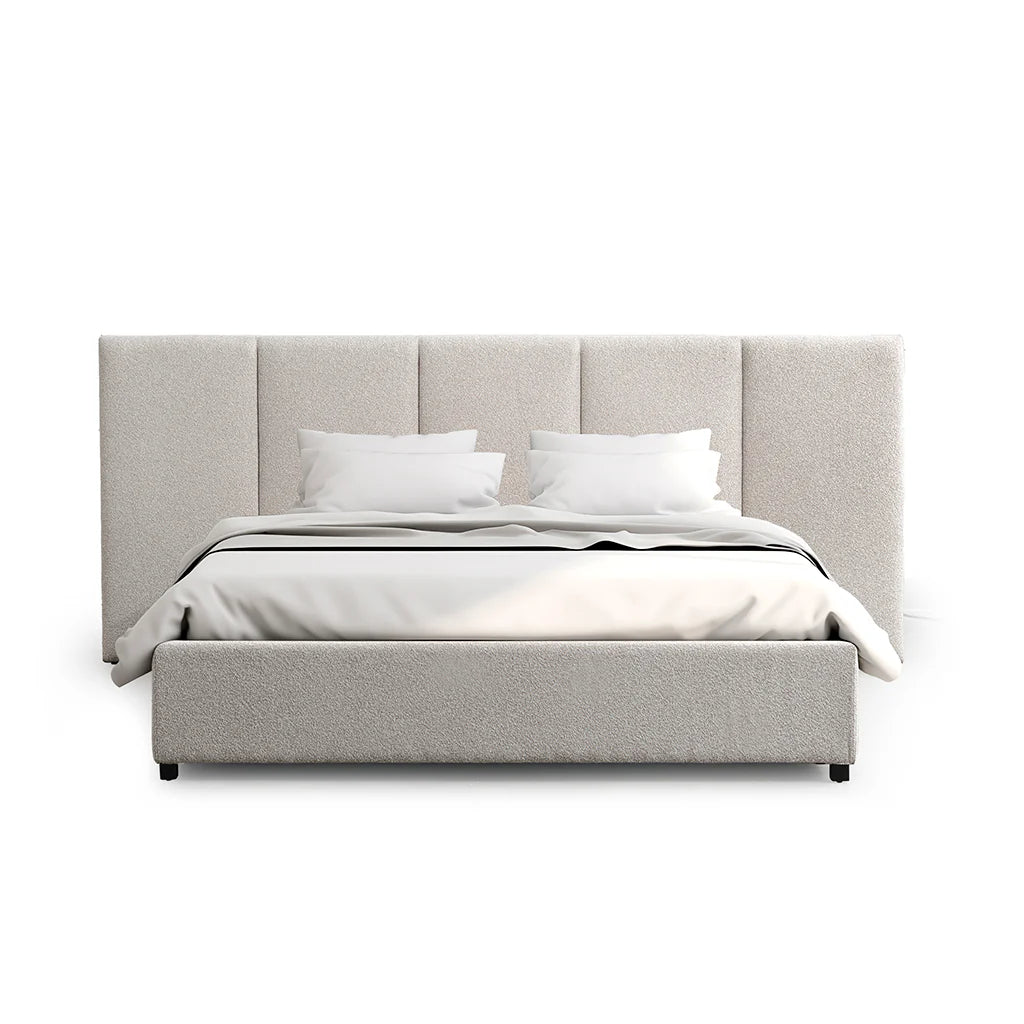 CBD8757-MI King Bed Frame - Clay Grey with Storage - STripleB