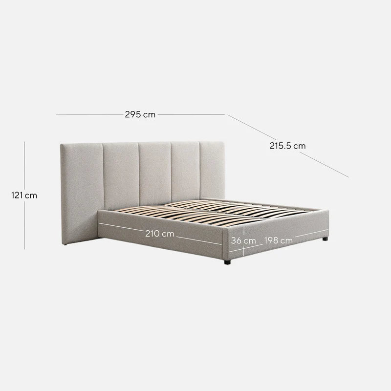 CBD8757-MI King Bed Frame - Clay Grey with Storage - STripleB