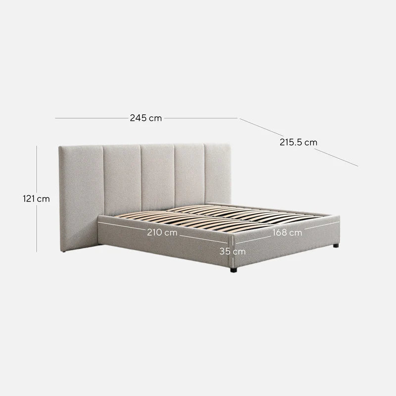 CBD8758-MI Queen Bed Frame - Clay Grey with Storage - STripleB