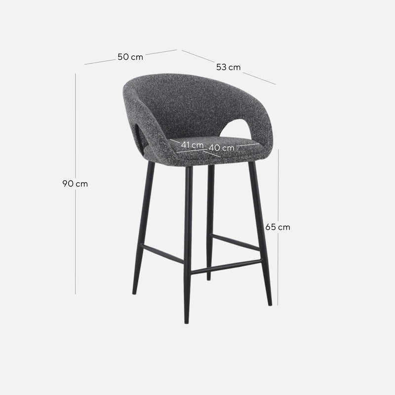 CBS8900-ST 65cm Bar Stool - Anthracite Grey Boucle (Set of 2) - STripleB
