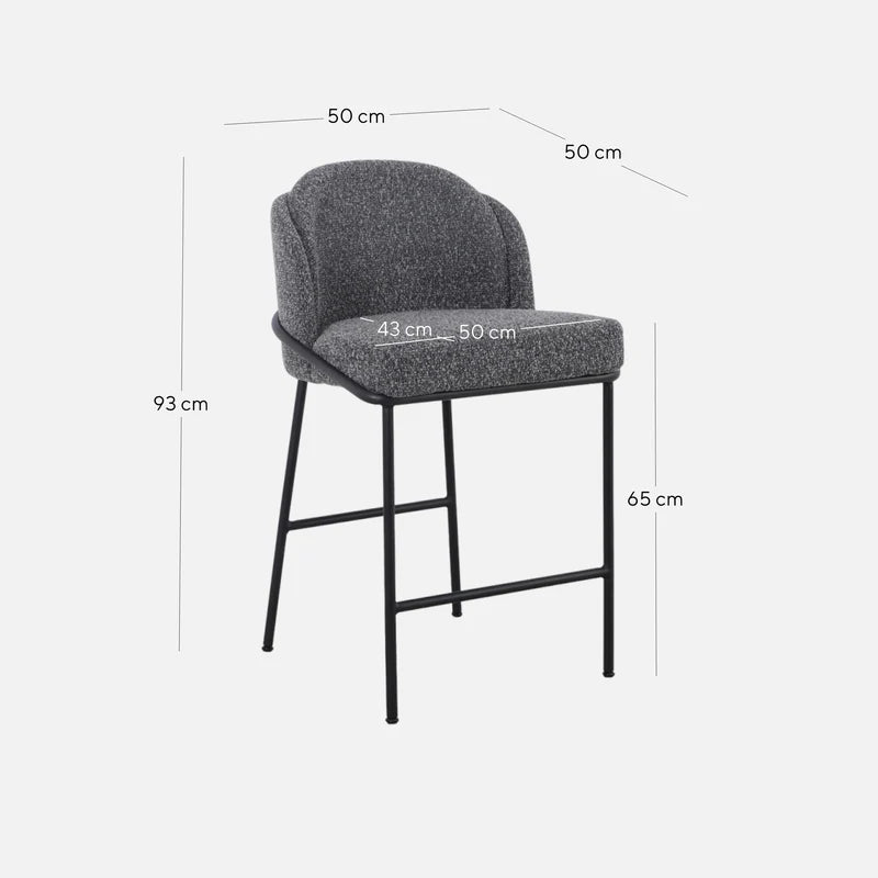 CBS8904-ST 65cm Bar Stool - Anthracite Grey Boucle (Set of 2) - STripleB