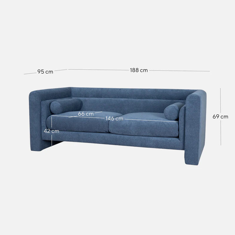 2-Seater Fabric Sofa - Navy Blue - STripleB