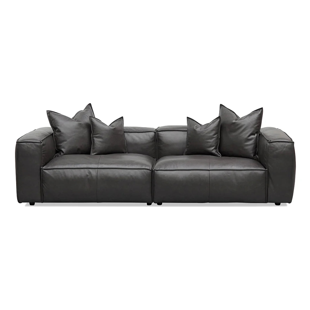 CLC8318-KSO 4-Seater Sofa with Cushion and Pillow - Shadow Grey Leather - STripleB