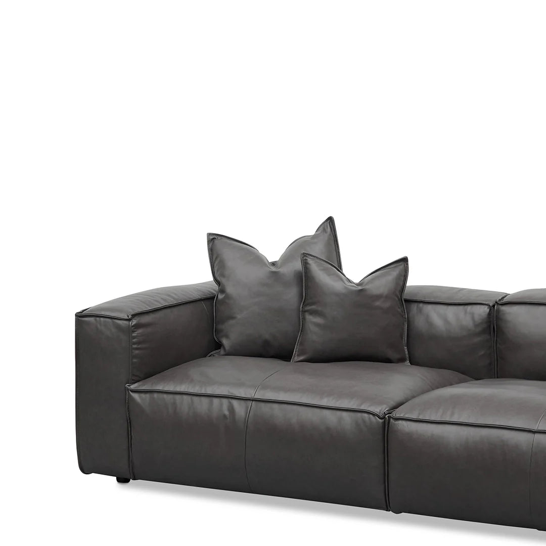 CLC8318-KSO 4-Seater Sofa with Cushion and Pillow - Shadow Grey Leather - STripleB