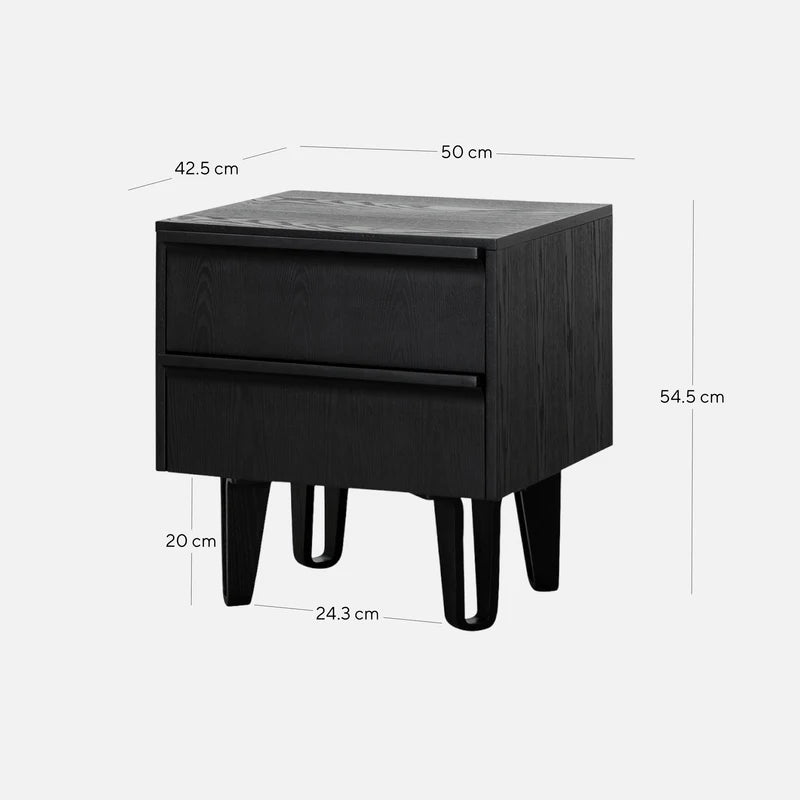 CST8244-DR Bedside Table - Full Black - STripleB