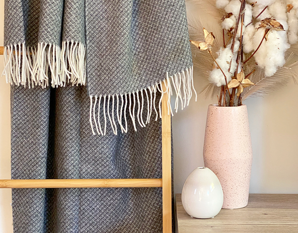 Chiswick Throw - Merino Wool/Cashmere - Grey - STripleB