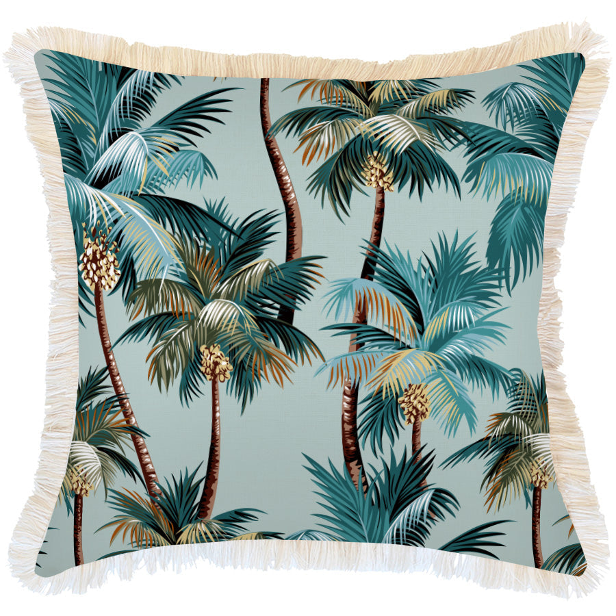 Cushion Cover-Coastal Fringe-Palm Trees Seafoam-60cm x 60cm - STripleB