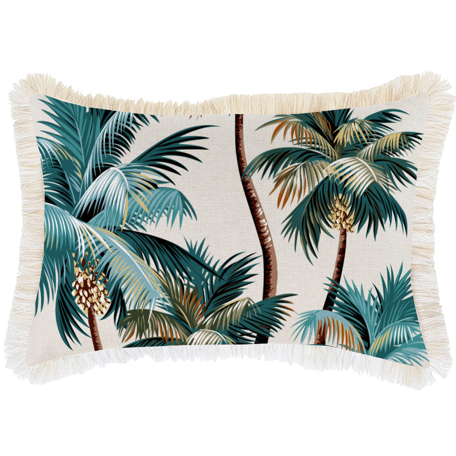 Cushion Cover-Coastal Fringe Natural-Palm Trees Natural-35cm x 50cm - STripleB
