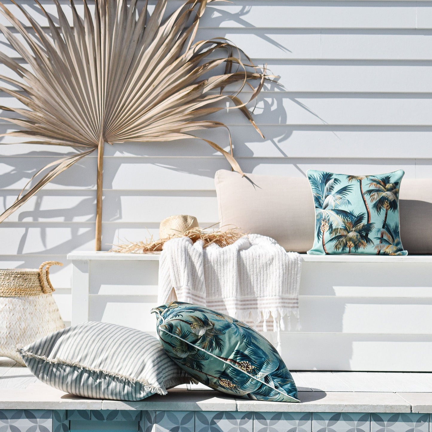 Cushion Cover-With Piping-Palm Trees Lagoon-60cm x 60cm - STripleB
