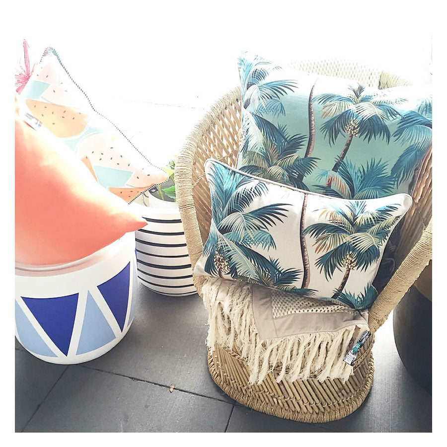 Cushion Cover-With Piping-Palm Trees Lagoon-60cm x 60cm - STripleB