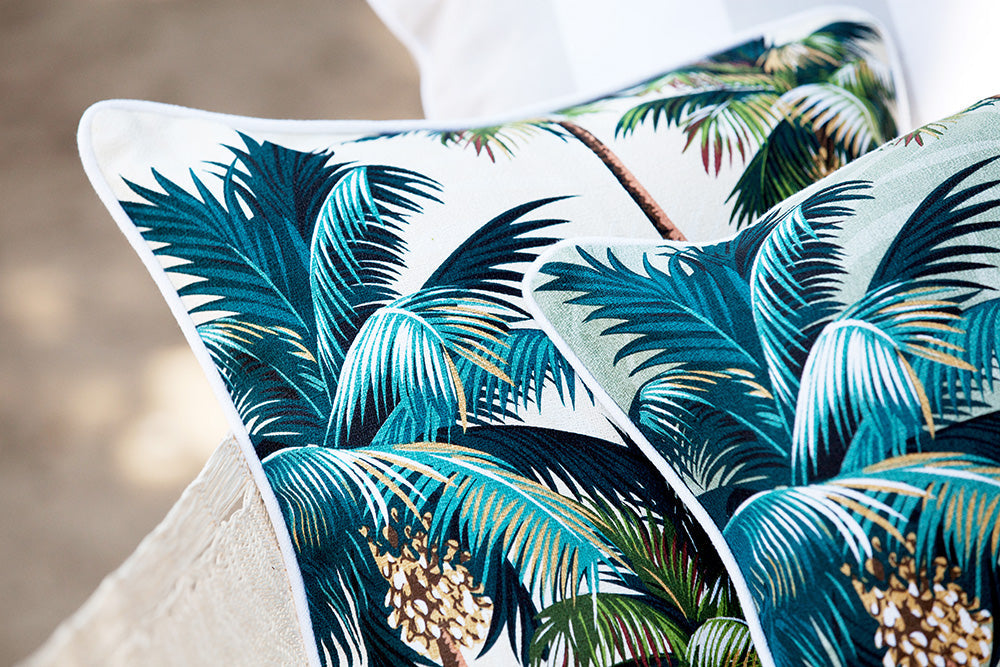 Cushion Cover-With Piping-Palm Trees White-60cm x 60cm - STripleB