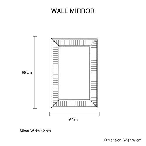 Decorative Silver Mirror - Rectangular Shape - dimensions - STripleB
