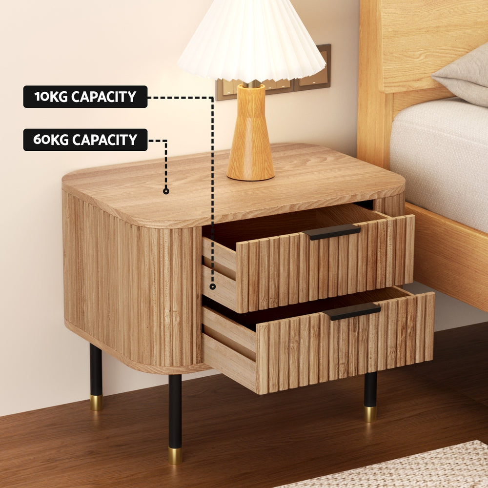 2 - Bedside Drawers - Paulownia Wood Pine - weight capacity - STripleB