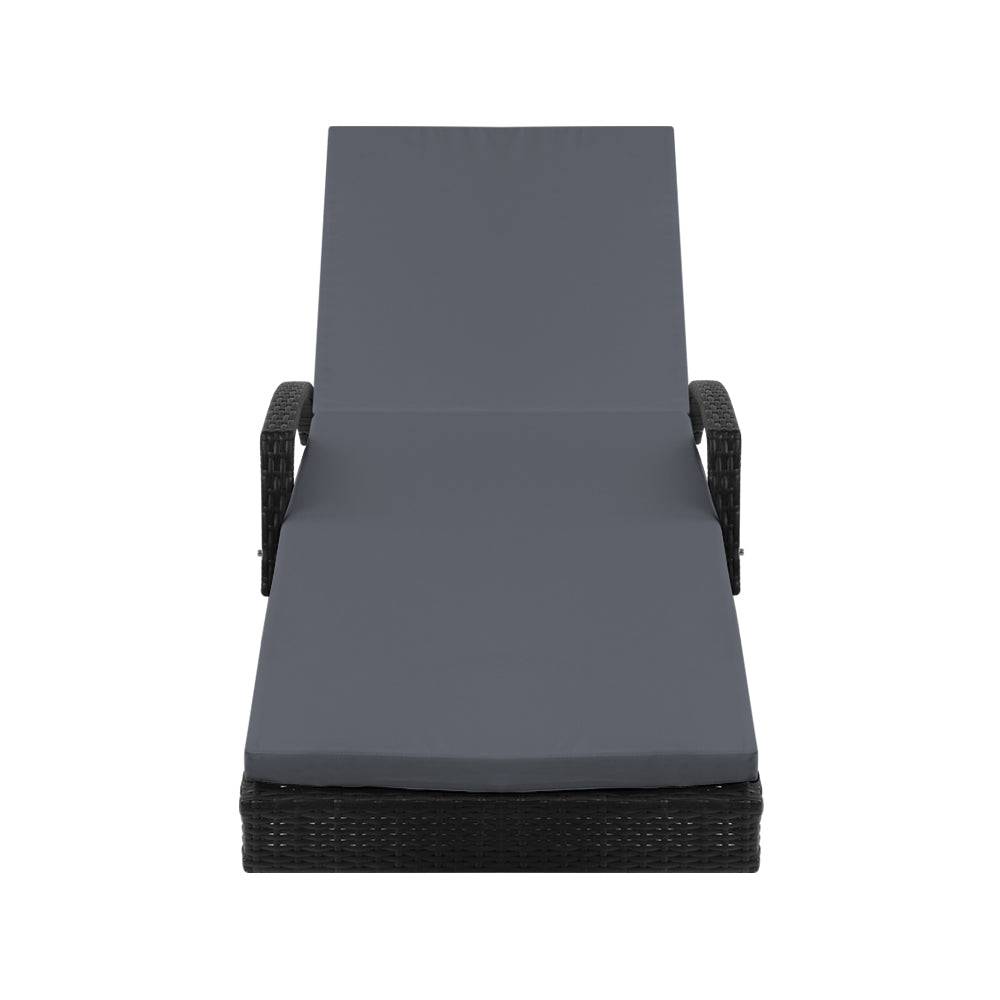 2PC Outdoor Furniture Beach Chairs - Black - STripleB