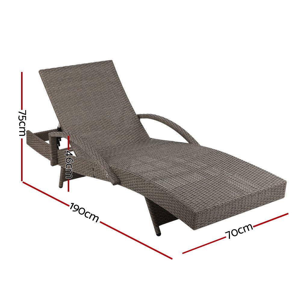 2PC Outdoor Furniture Beach Chairs - Beige - STripleB