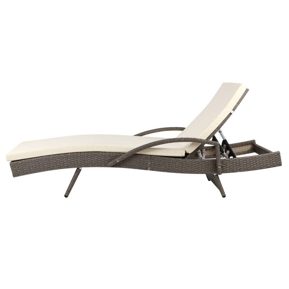 2PC Outdoor Furniture Beach Chairs - Beige - STripleB