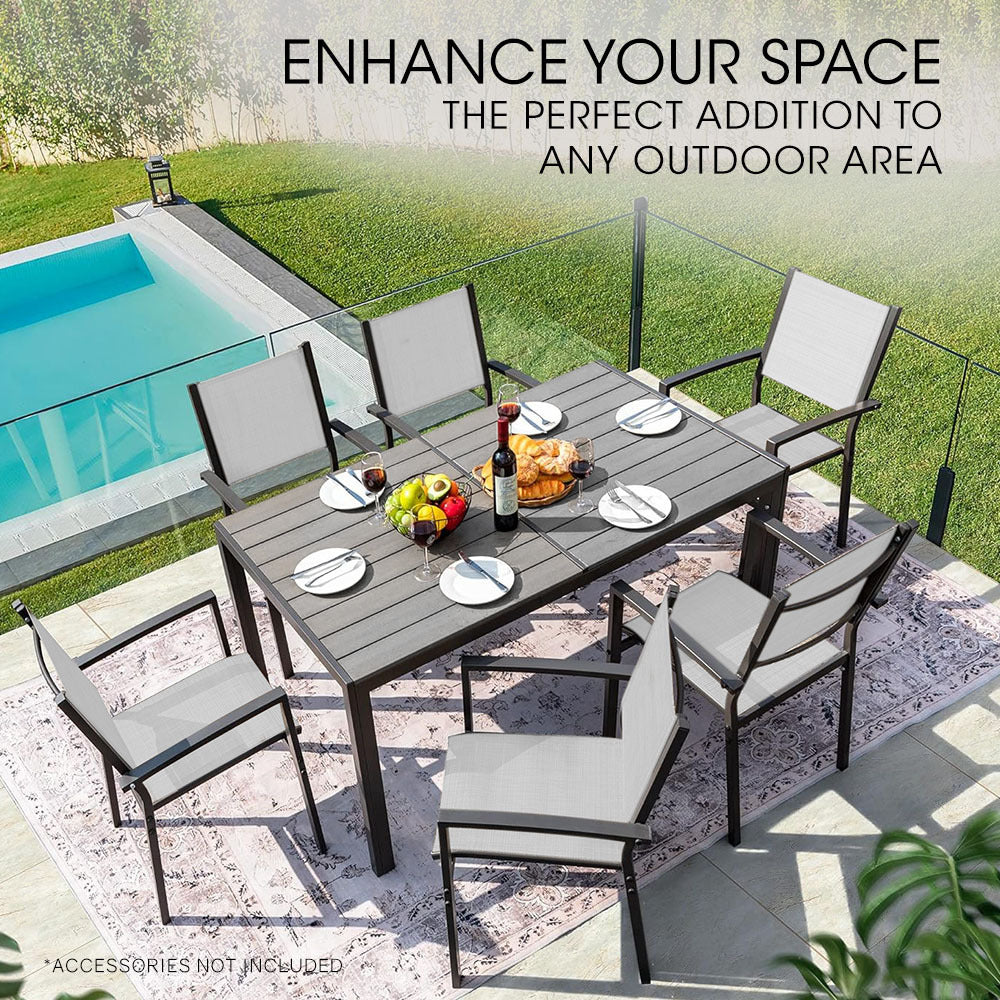 FORTIA 7pc Outdoor Dining Furniture Set, Table and Chairs Setting for Outside - STripleB