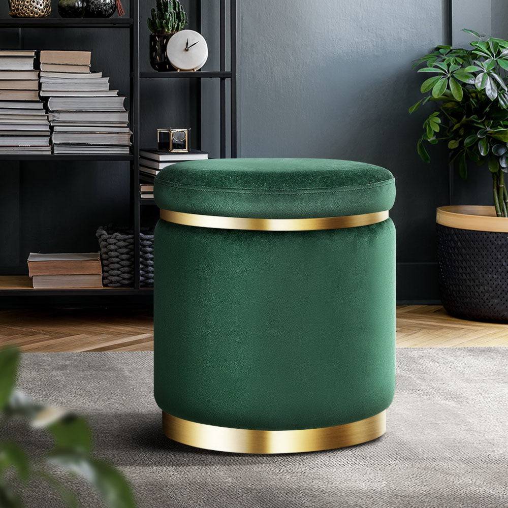 Artiss Ottoman Foot Stool Round Velvet Green - STripleB