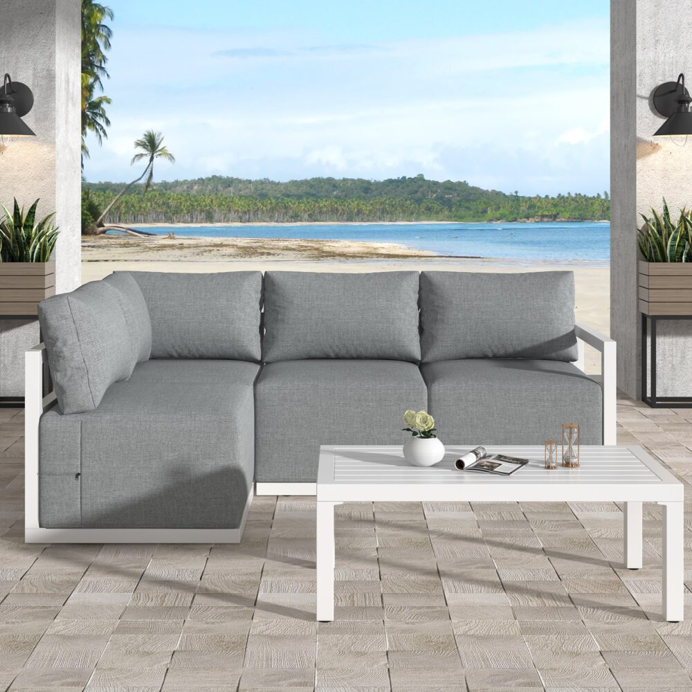 Four-Seat Alfresco Harmony Set – White - STripleB