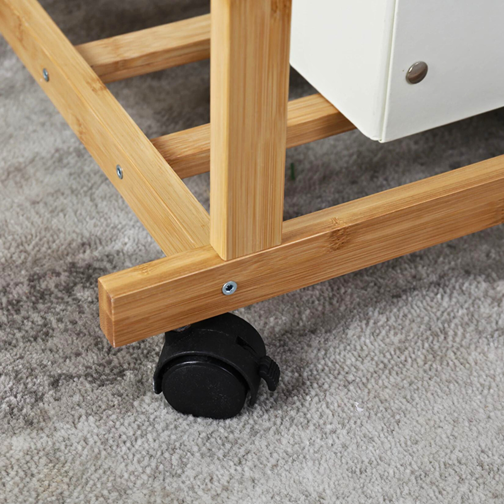Free Standing Bamboo Double Hanging Clothes Organizer on Wheels - STripleB
