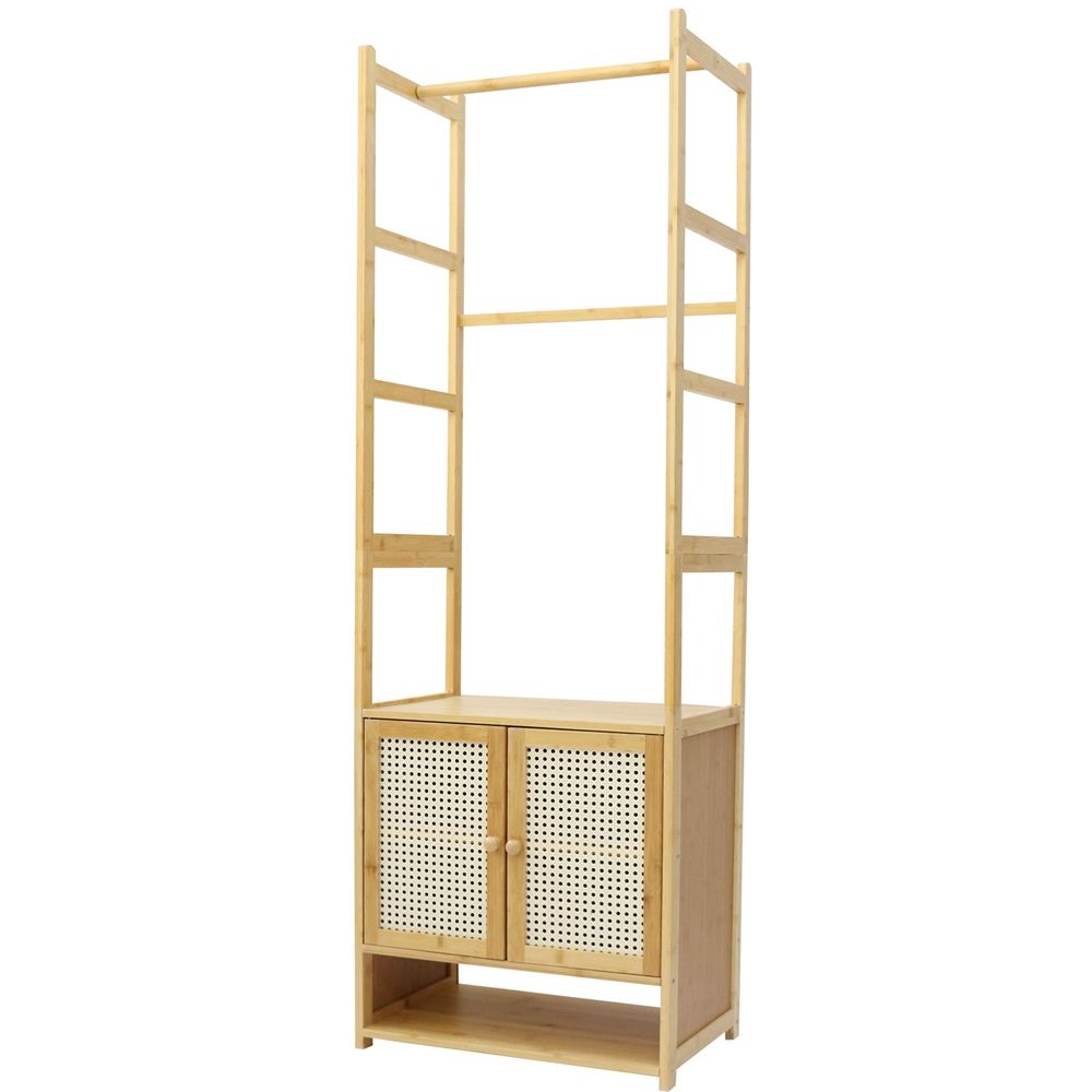 Freestanding Bamboo Clothes Rack with Shoe Cabinet - STripleB