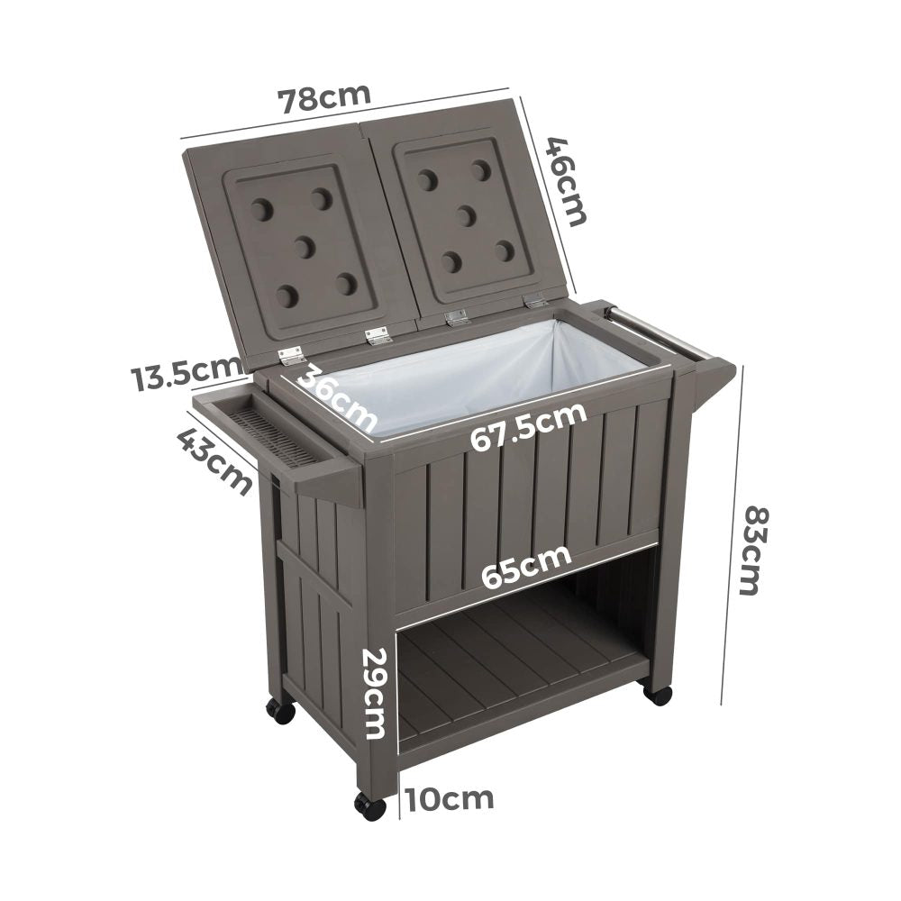 Garden Bar Serving Cart with Cooler - Taupe - STripleB