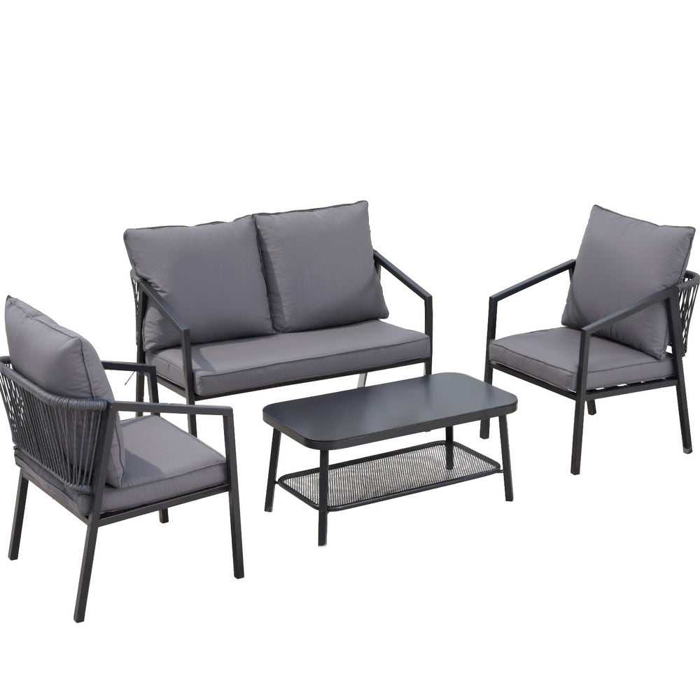 Gardeon - 4-Seater Outdoor Sofa Set 4PCS Table Chair Setting Patio Furniture - STripleB