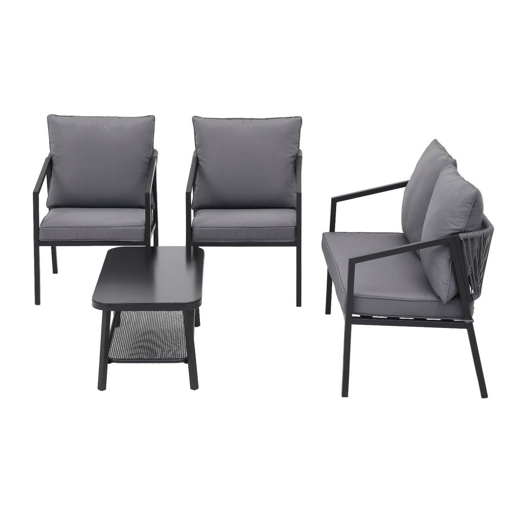 Gardeon - 4-Seater Outdoor Sofa Set 4PCS Table Chair Setting Patio Furniture - StripleB
