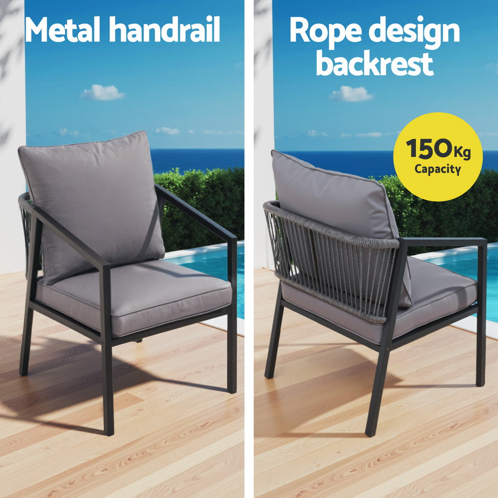 Gardeon - 4-Seater Outdoor Sofa Set 4PCS Table Chair Setting Patio Furniture - STripleB