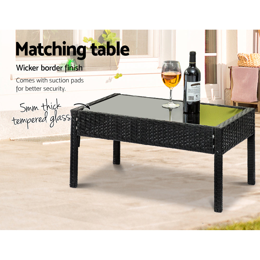 Gardeon Outdoor Sofa Set Wicker Lounge Setting Table and Chairs Patio Furniture - STripleB