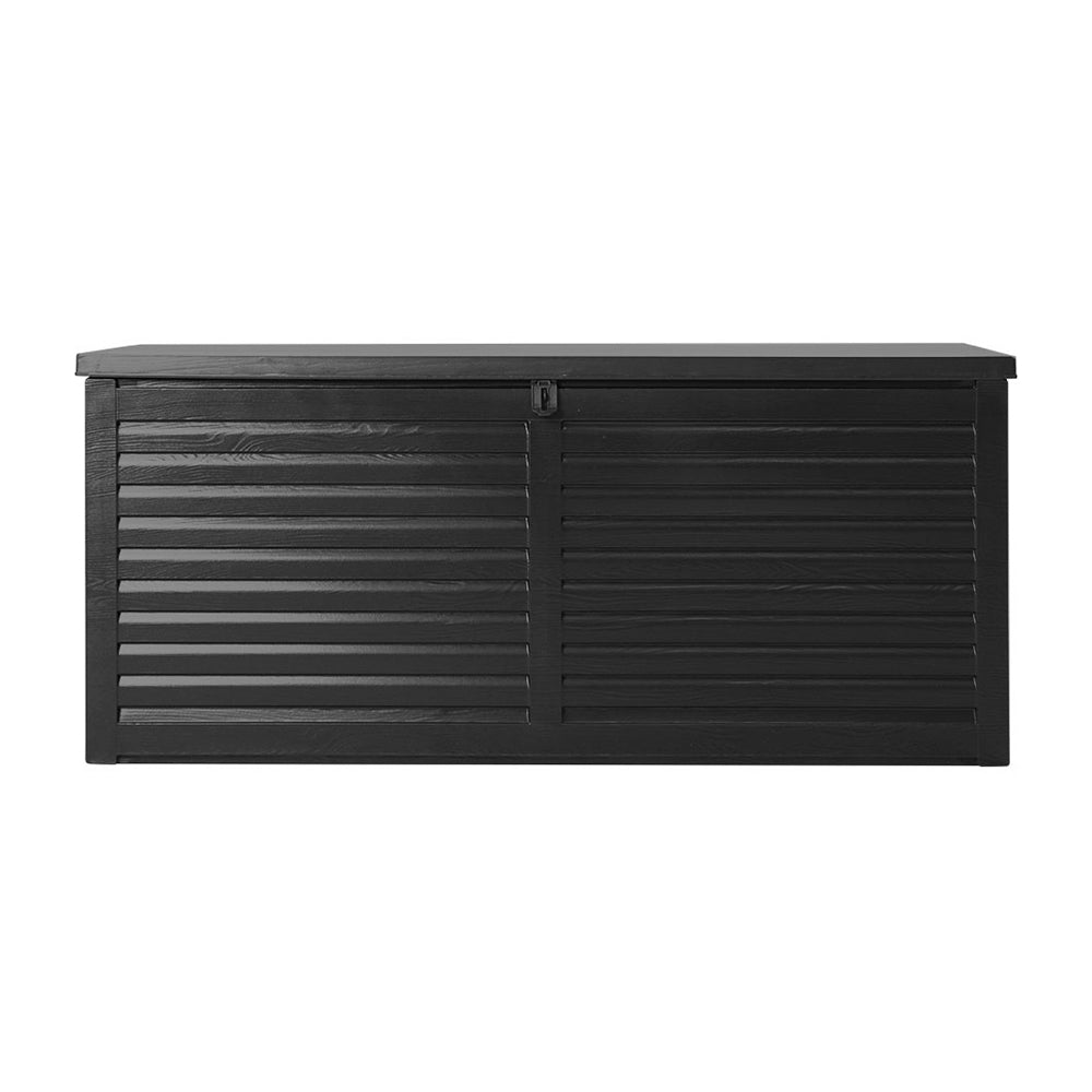 Gardeon Outdoor Storage Box 490L Container Lockable Garden Bench Shed Tools Toy All Black - STripleB