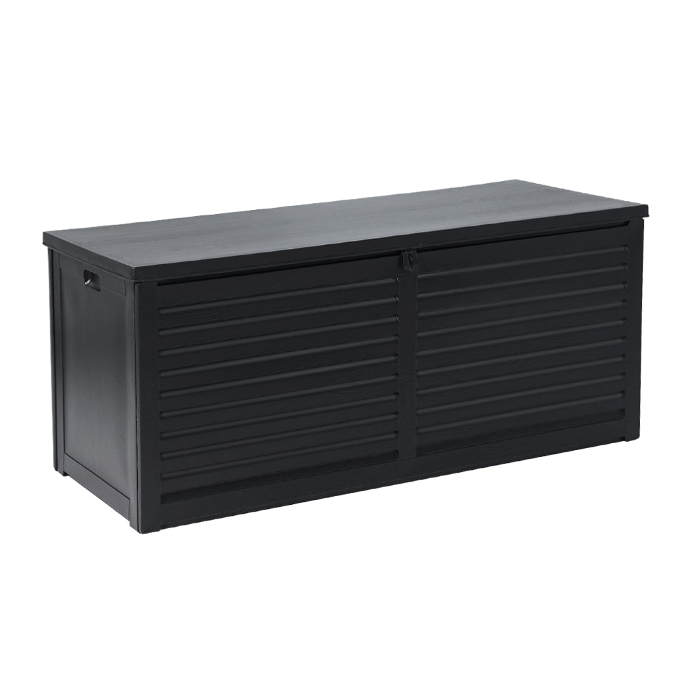 Gardeon Outdoor Storage Box 490L Container Lockable Garden Bench Shed Tools Toy All Black - STripleB