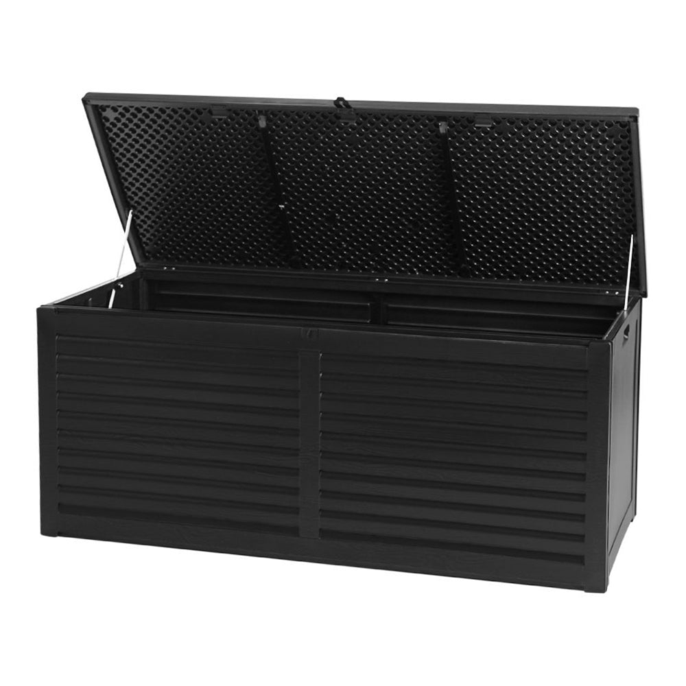 Gardeon Outdoor Storage Box 490L Container Lockable Garden Bench Shed Tools Toy All Black - STripleB