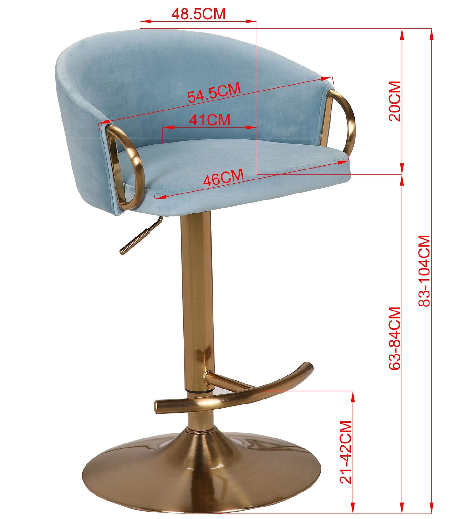 Gas Lift Bar stool - Light Blue - STripleB
