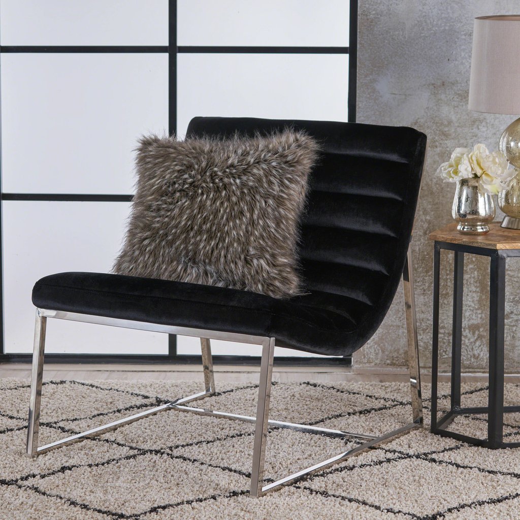 Glorie Black Velvet Sofa Accent Chair ArmChair - STripleB
