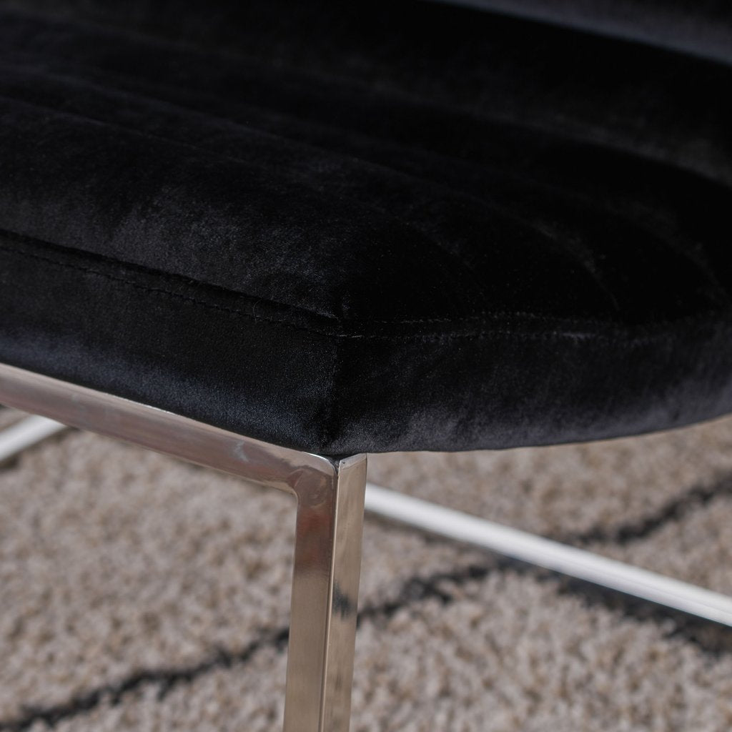 Glorie Black Velvet Sofa Accent Chair ArmChair - STripleB