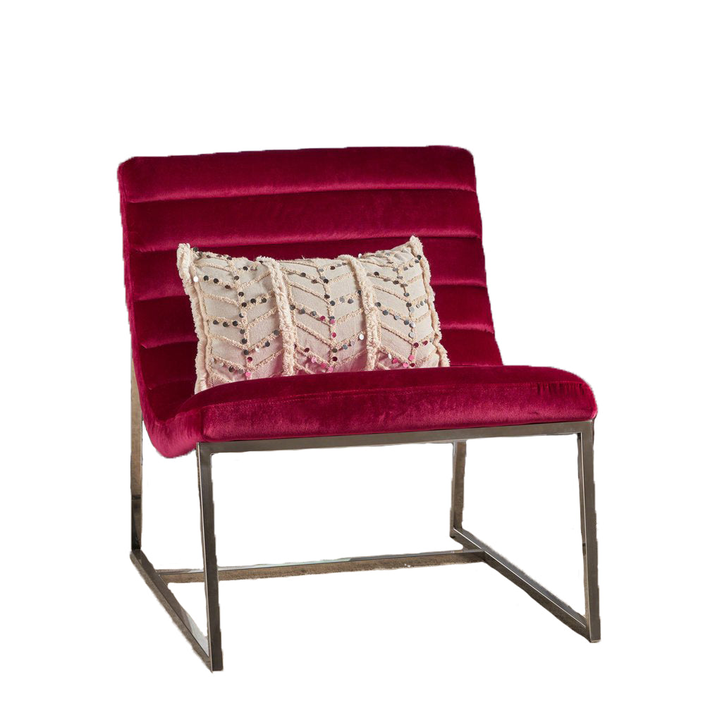 Glorie Garnet/Red Velvet Sofa Accent Chair ArmChair - STripleB