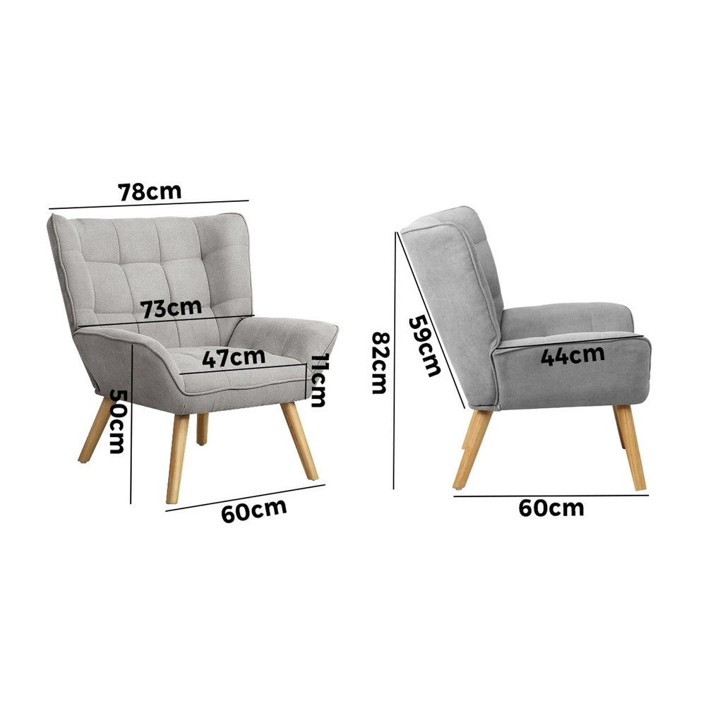 Grey Fabric Upholstered Tub Armchair - STripleB