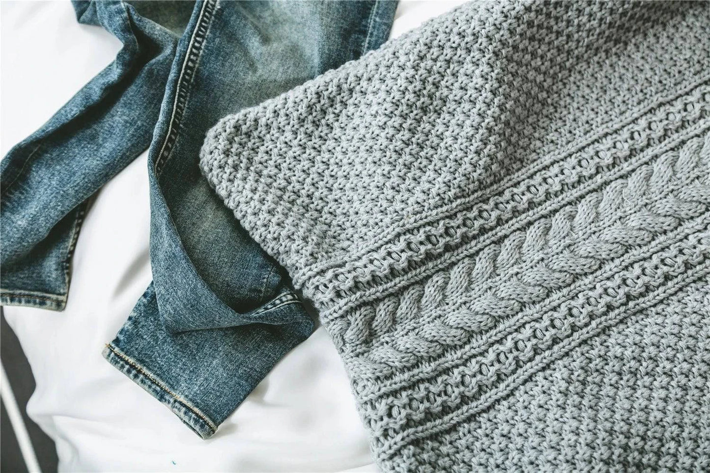 Grey Knitted Pattern Decorative Cushion Covers - STripleB