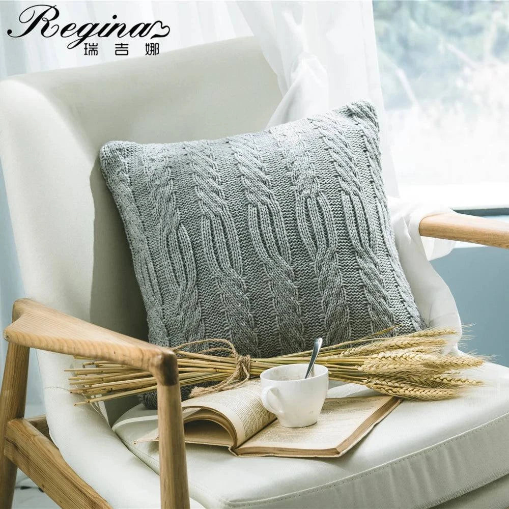 Grey Knitted Pattern Decorative Cushion Covers - STripleB